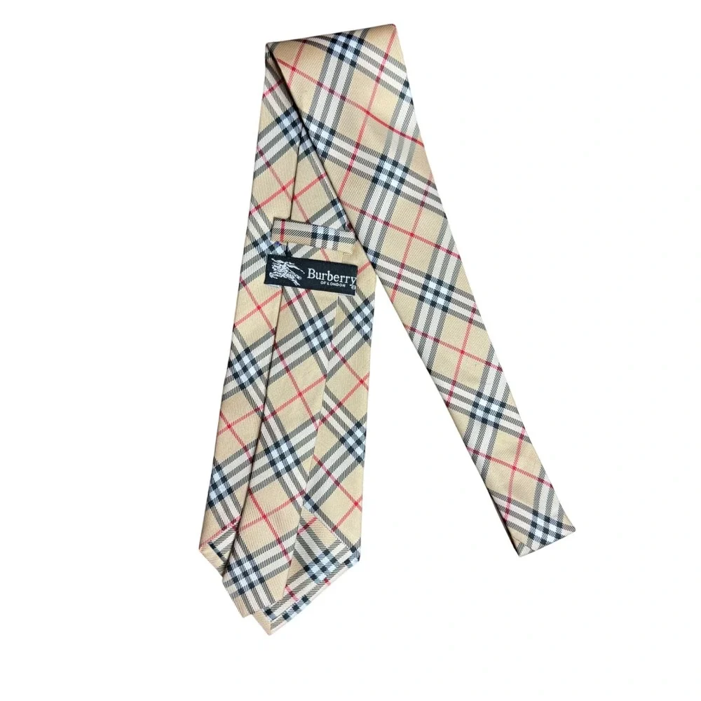 Burberry Necktie Vintage Mens Nova Check Plaid Silk Tie